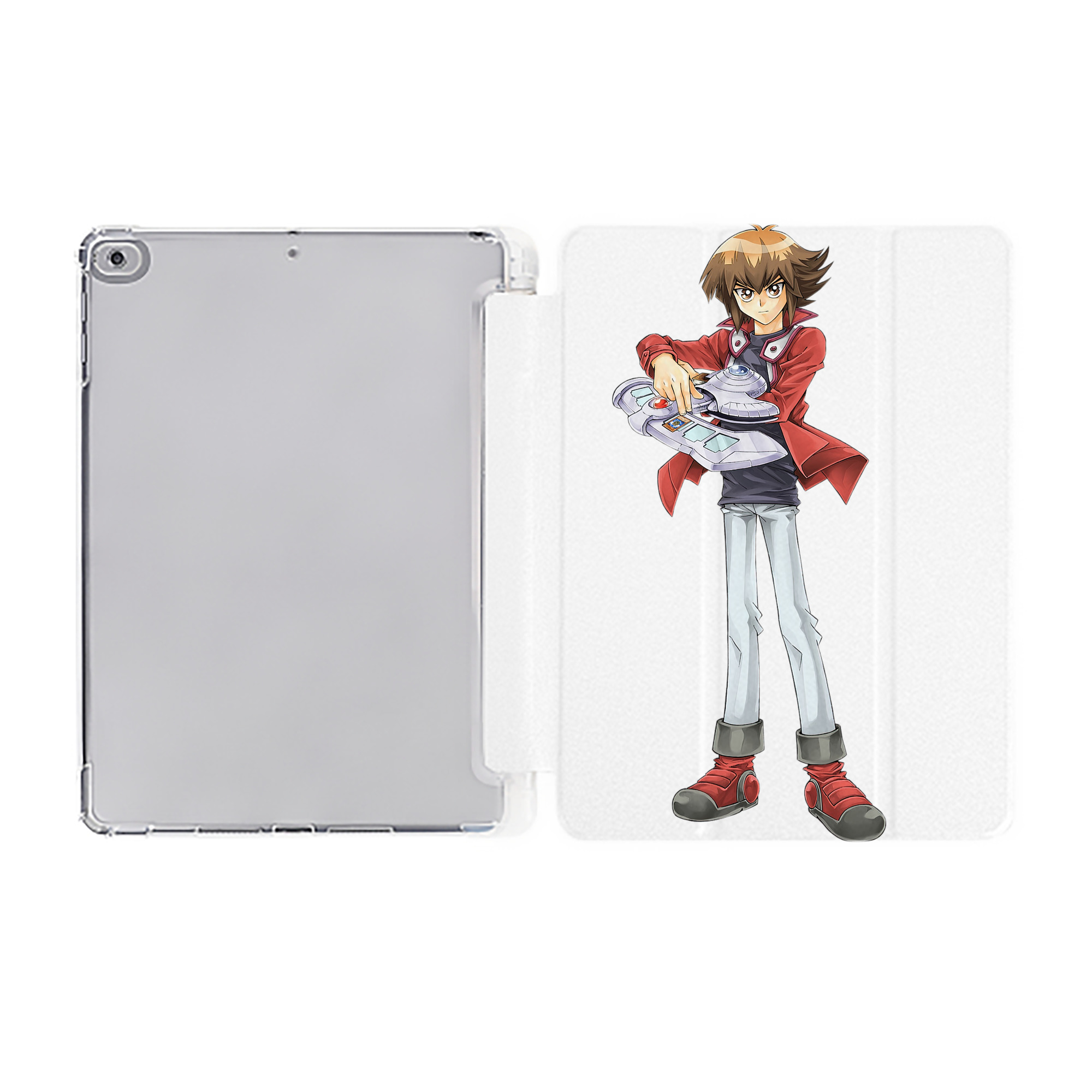 （画像用） 遊☆戯☆王 Yu-Gi-Oh! IPad ケース ペン収納付き 三つ折りスタンド PUレザー×シリコン 対応機種9.5/10.5/10.9インチ